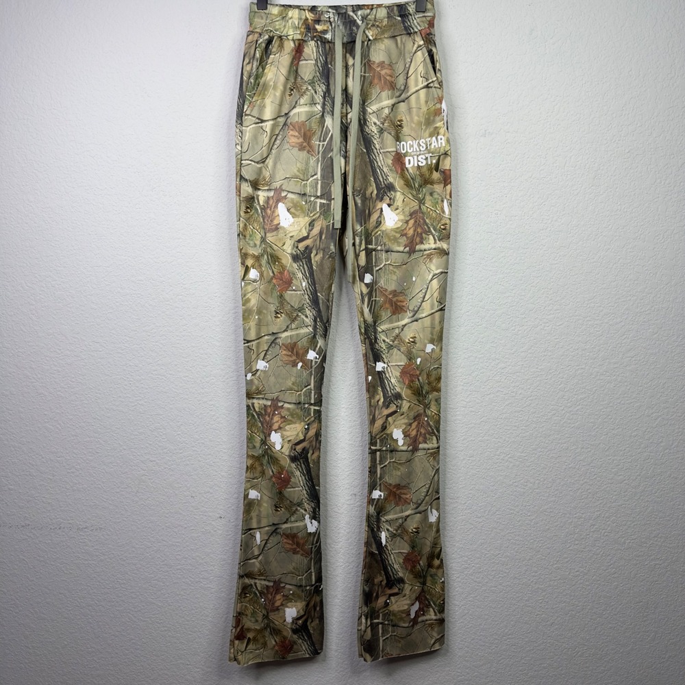 Rockstar Original Hadley Super Stacked Track Pants Womens S Camo Streetwear Y2K